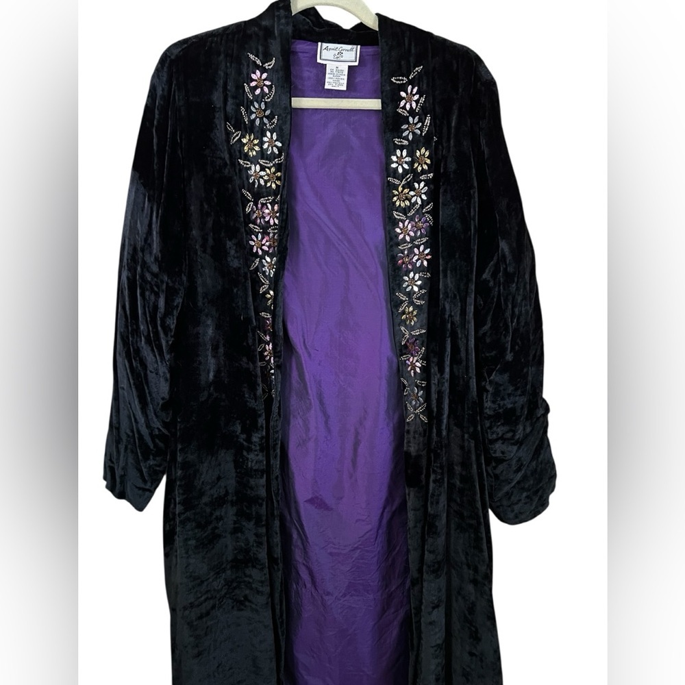 April Cornell Velvet Bead-Embroidered Open-Front Coat - Picture 2 of 6